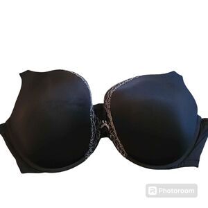 Women's Lane Bryant slightly padded push up Cacique 46DDD Underwire Black Bra